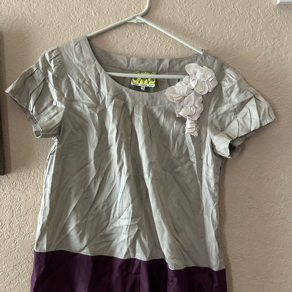 Anthropologie Green Boxy Embellished Blouse